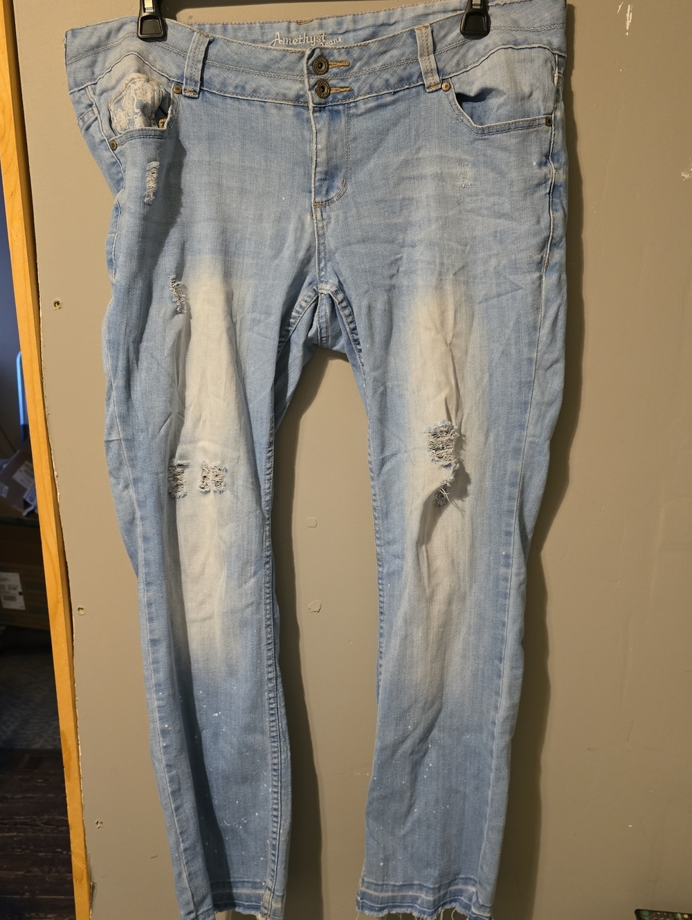 Amethyst Jeans Light Blue Distressed Bootcut Jeans